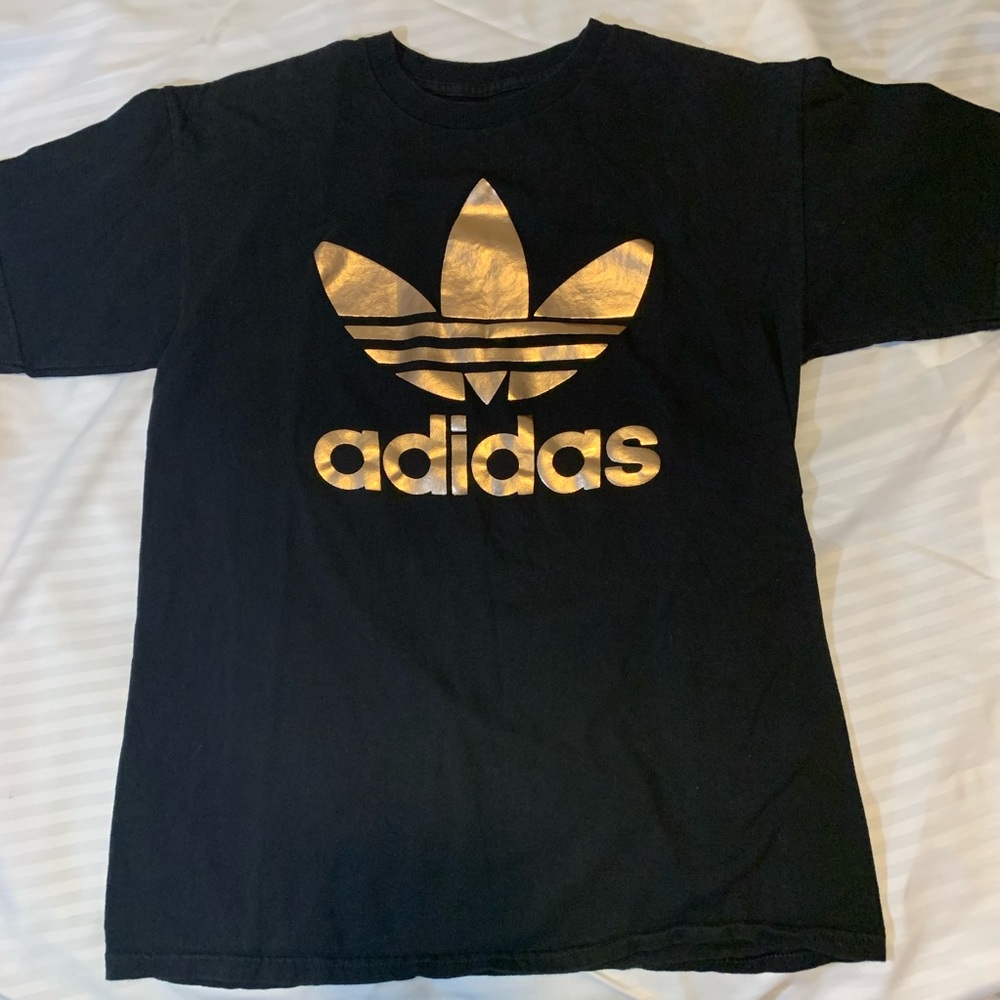Adidas Black T-shirt "Rose Gold Trefoil Logo "